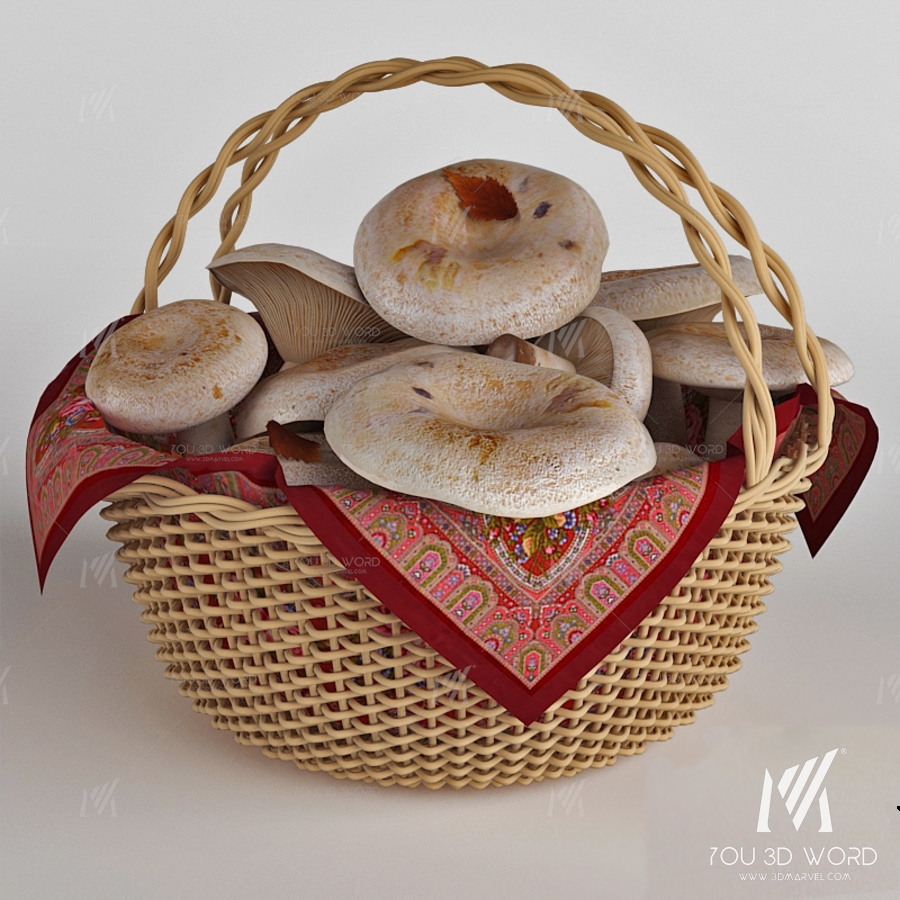 Mushrooms in a basket. White mushrooms